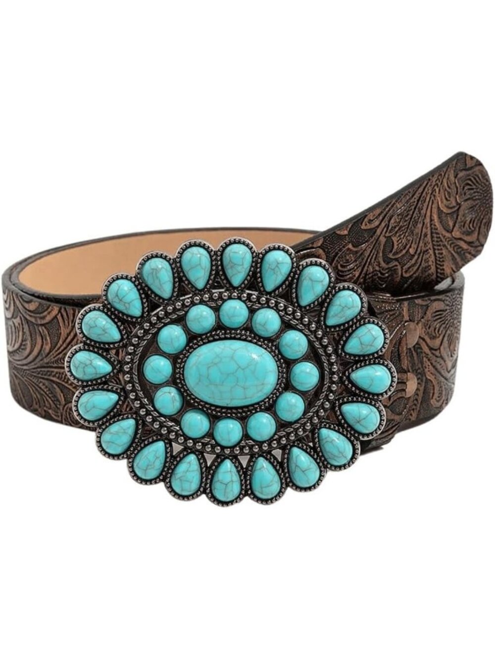 Turquoise Western Cowgirl Leather Belt | Stylish Country Accessory for Women
